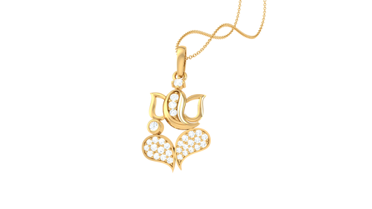 Ganpati Pendant In Gold – 0.17 Ct Sparking Diamonds