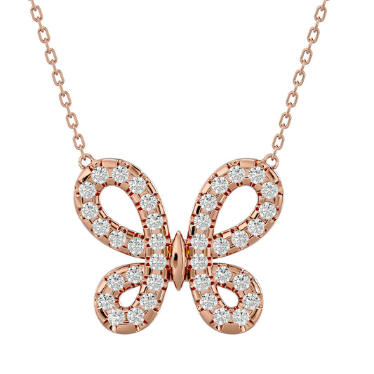 0.31 Ct Butterfly Dreams Diamond Gold Pendent