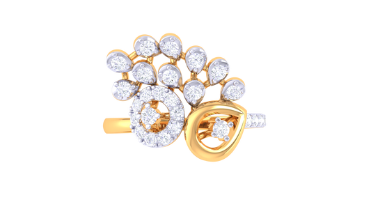 Lumiere Peacock Whisper Ring In Dual-Tone Gold – 0.34 Ct Diamonds Elegance
