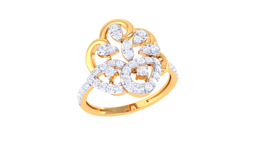 Eclat Orchid Crest Ring In Sculpted Rose Gold – 0.41 Ct Diamonds Cluster