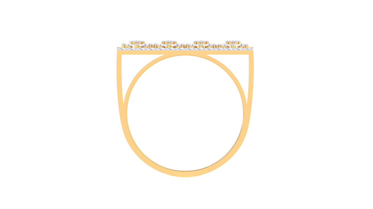 Eclat Floral Cascade Ring In Gold – 0.34 Ct Diamond With Dual-Band Harmony With Blooming Brilliance