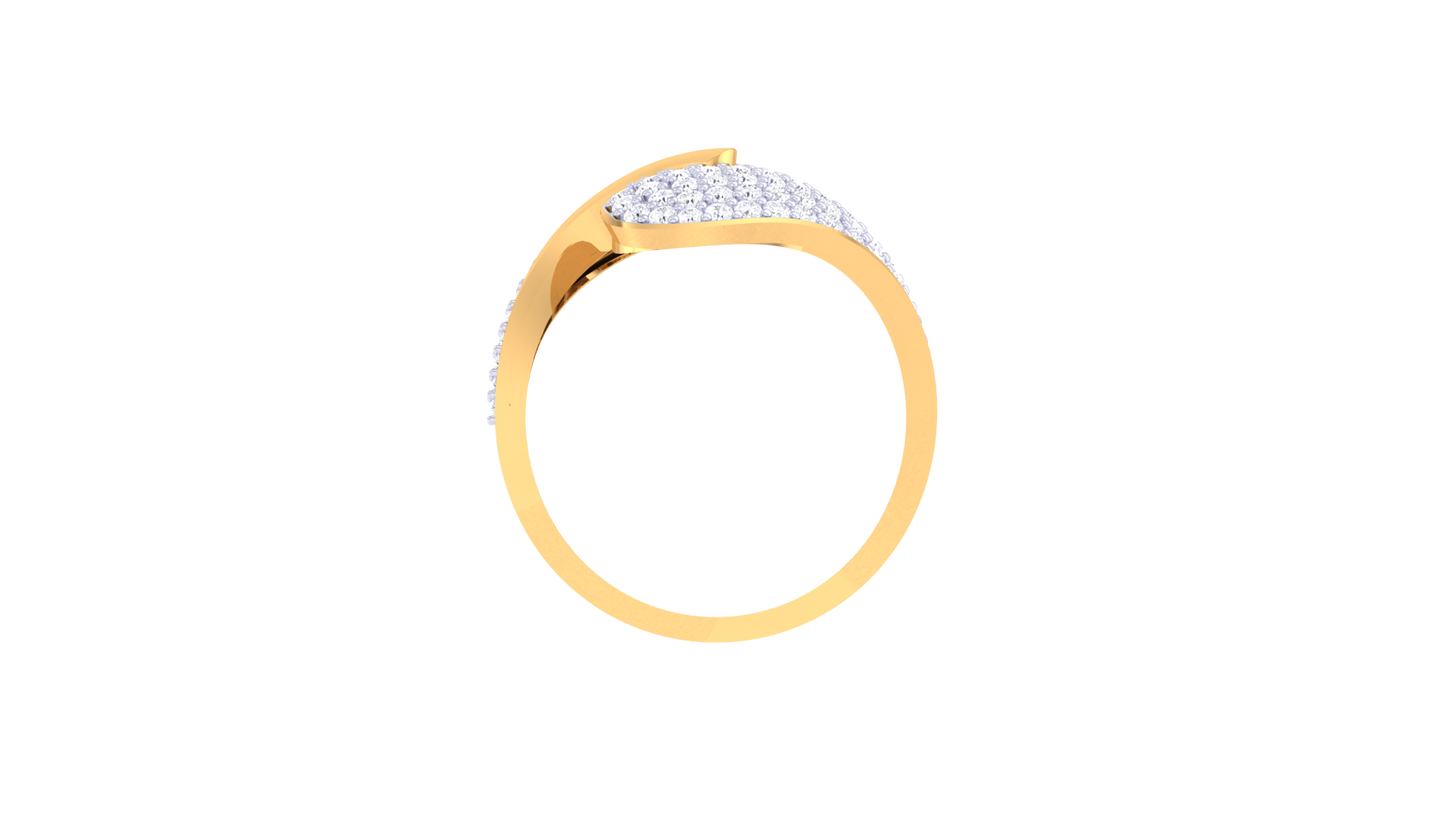 Lumiere Modern Sweep Open Gold Ring - 0.55 Ct Rounded Brilliant Cut Diamond