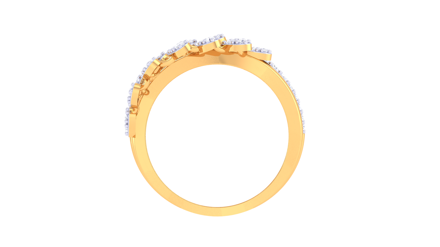 Lumiere Verdant Cascade Ring In Interwoven Gold – 0.40 Ct Dazzling Diamonds