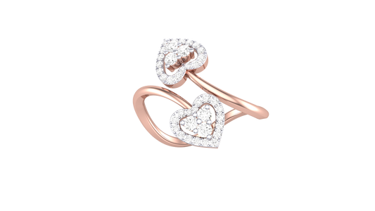 Lumiere Twin Heart Rose Gold Ring - 0.35 Ct Round Diamonds