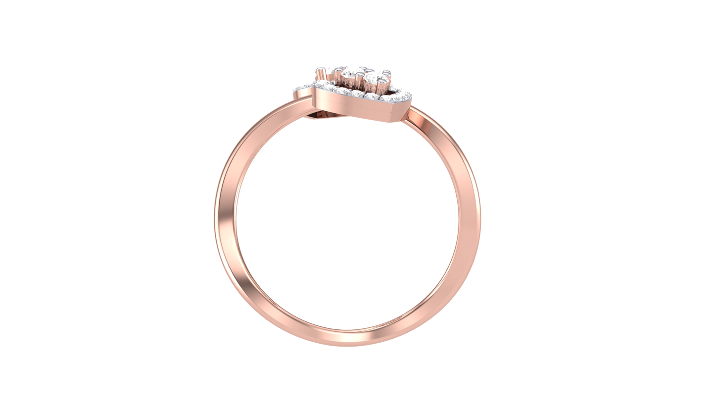 Lumiere Twin Heart Rose Gold Ring - 0.35 Ct Round Diamonds