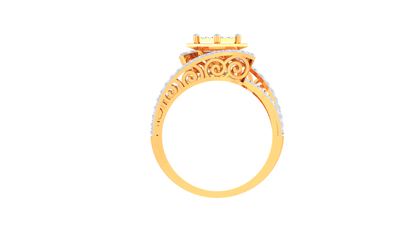 Éclat Parure Spatiale – 0.92 Ct Princess Shape Diamond Gold Ring