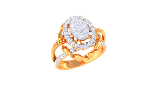 Artisan Tresse Royale – 0.72 Ct Ovel Diamond Gold Ring