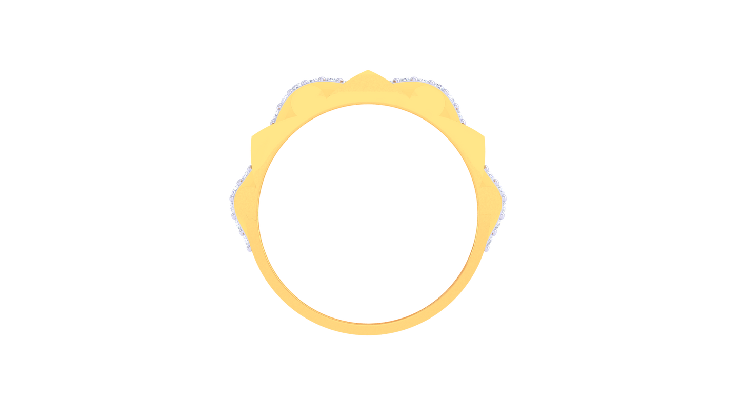 Iconique Architectural Band – 0.64 Ct Link Pavé Diamonds Gold Ring