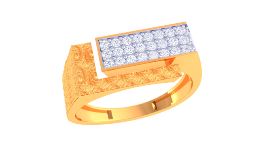 Iconique Modern Heirloom Rose Gold Ring – 0.43Ct Rectangular Pavé Diamonds