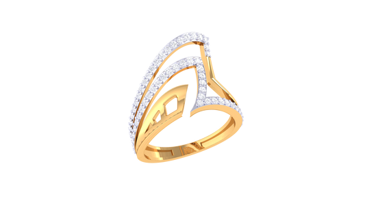 Lumiere Intersecting Grace Gold Ring – 0.42 Ct Round Brilliant Cut Diamonds