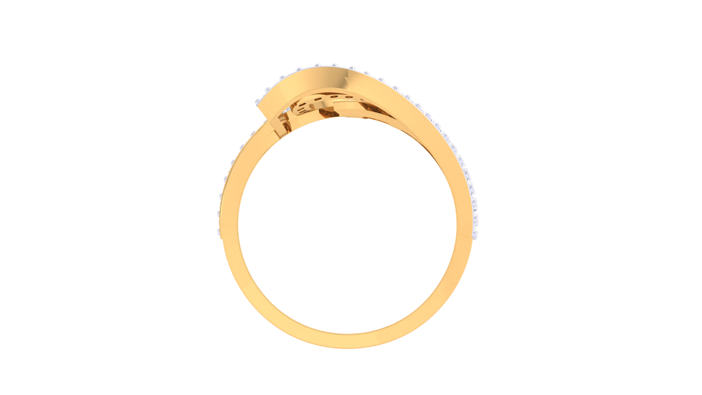 Lumiere Intersecting Grace Gold Ring – 0.42 Ct Round Brilliant Cut Diamonds