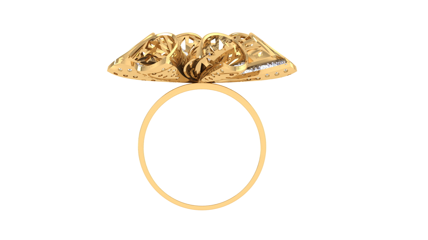 Iconique Floral Majesty Ring In Gold – 1.08 Ct Brilliant Cut Diamonds