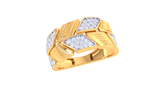 Éclat Chevron Parallèle – 0.43 Ct Round Diamond Gold Ring