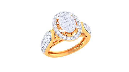 Trilune Sphère Astrale – 0.76 Ct Ovel Diamond Gold Ring