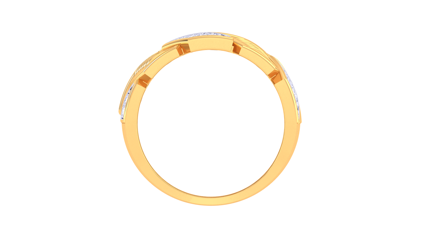 Éclat Chevron Parallèle – 0.43 Ct Round Diamond Gold Ring