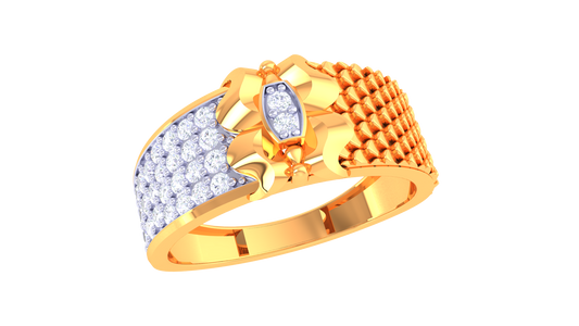Iconique Honeycomb Spark Band – 0.43 Ct Regal Pavé Diamond Gold Ring