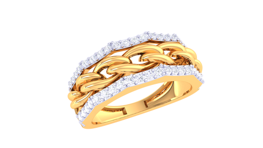 Artisan Tressé Élégance – 0.49 Ct Round Diamond Gold Ring