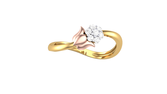 Eclat Fleuron Cluster Rose Gold Tulip Ring In Polished Gold - 0.09 Ct Round Cut Diamonds