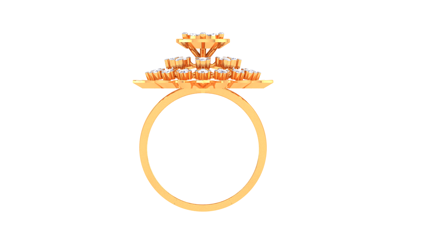 Éclat Couronne Florale Gold Ring – 0.44 Ct Round Diamonds