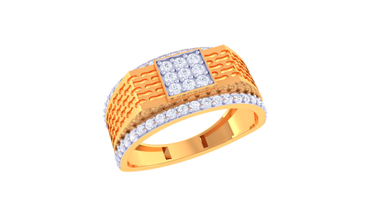 Iconique Classic Solitaire Band – 0.59ct Mosaic Accent Diamond Gold Ring