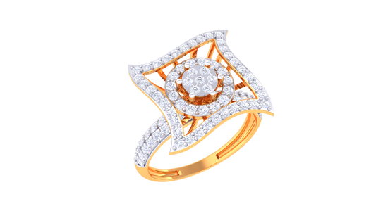 Éclat Quadrille Moderne Gold Ring – 0.85 Ct Dazzling Round Diamond