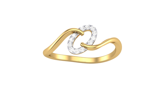 Eclat Fleuron Loop Wave Ring - 0.08 Ct Round Cut Diamonds In Gold