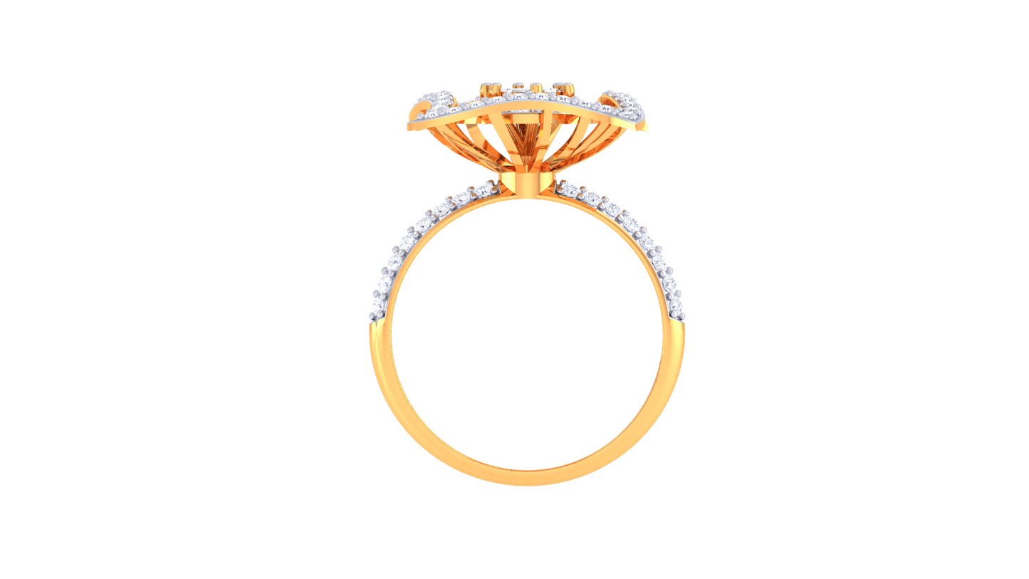 Éclat Quadrille Moderne Gold Ring – 0.85 Ct Dazzling Round Diamond