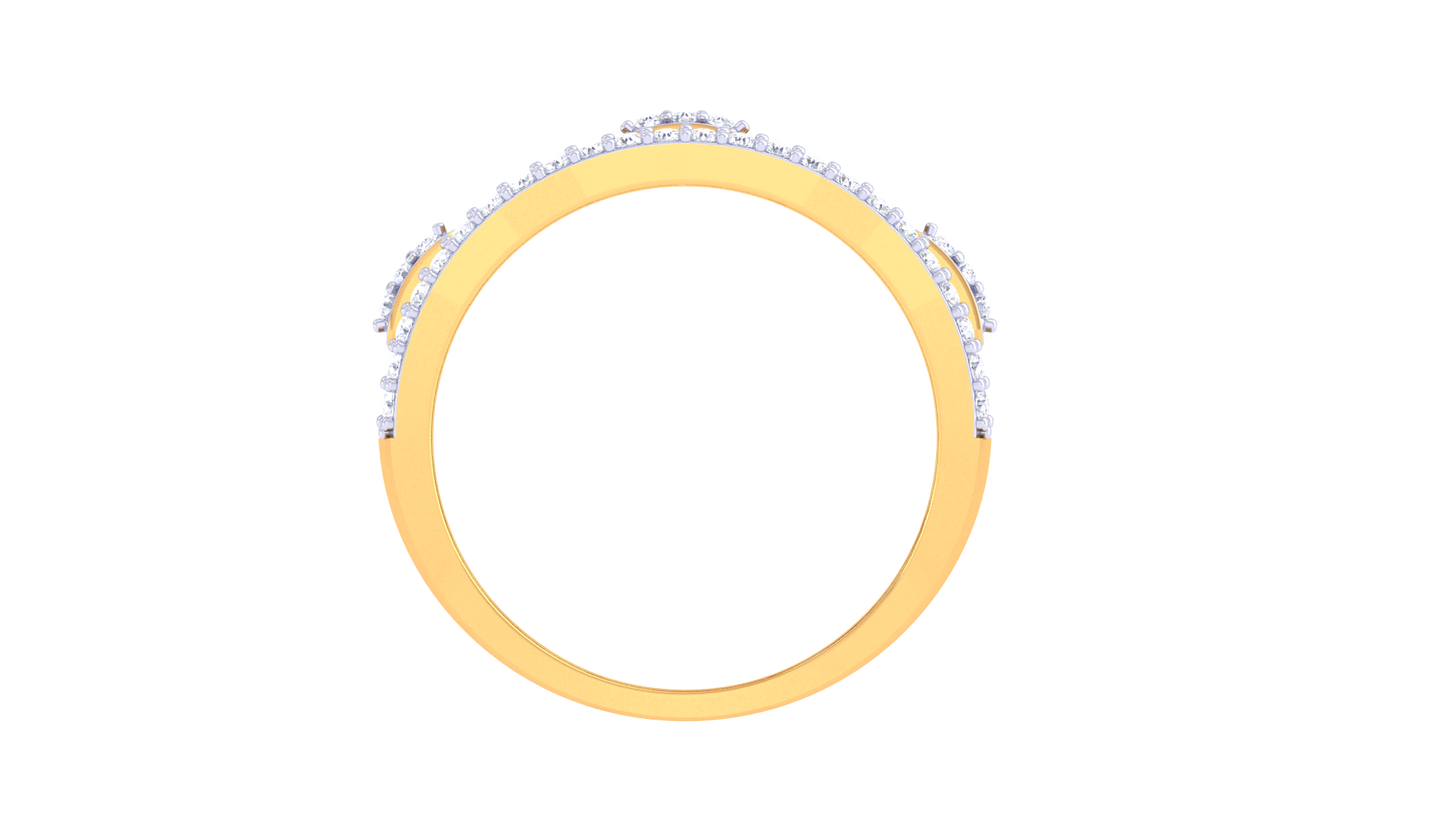 Lumière Pavois Baguette – 0.45 Ct Round Diamond Gold Ring