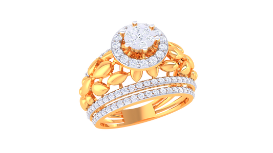 Éclat Motif Radiant Rose Gold Ring – 0.63 Ct Round Diamond Cluster