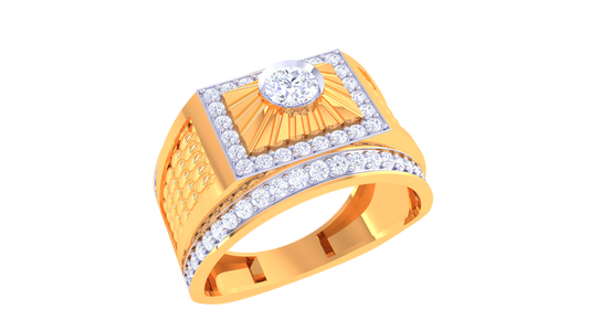 Éclat Soleil Rayonnant Gold Ring – 4.39 Ct Round Pave Diamonds