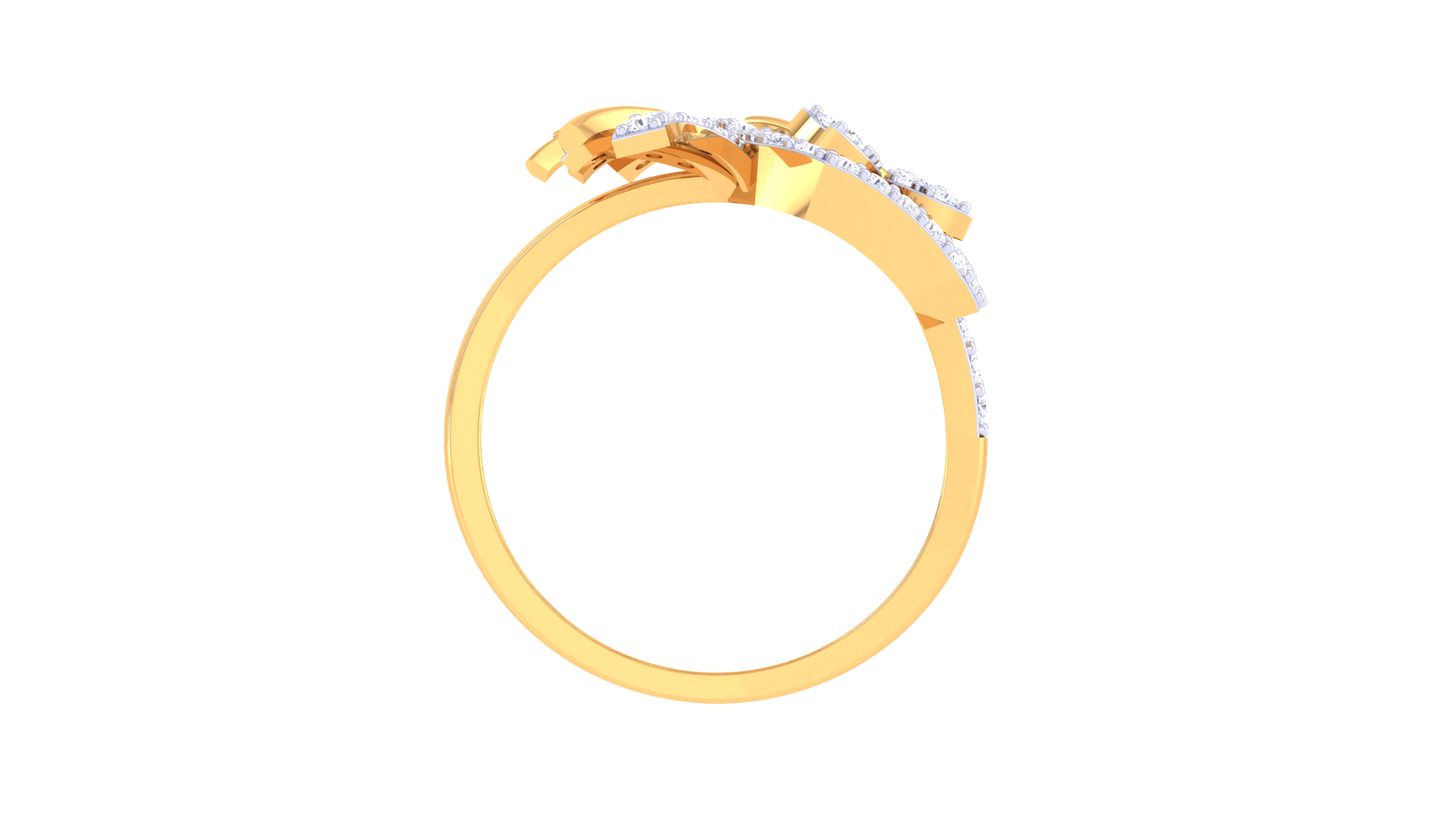 Eclat Hexa Bloom Gold Ring - 0.45 Ct Sparking Diamond Petals