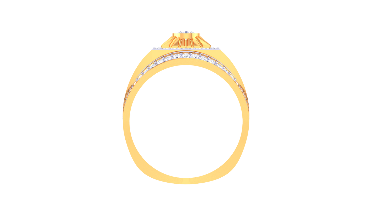 Éclat Soleil Rayonnant Gold Ring – 4.39 Ct Round Pave Diamonds