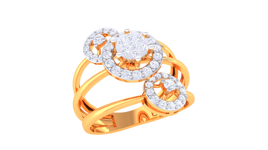 Trilune Orbitale Radiance Yellow Gold - 0.44 Ct Sparkling Round Diamond
