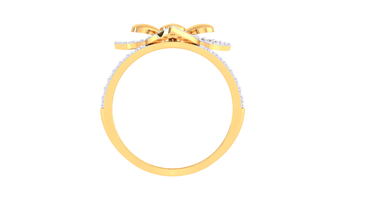 Lumiere Petal Crest Gold Ring - 0.52 Ct Brilliant Diamonds