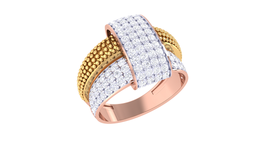 Lumiere Ornate Grid Ring In Gold – 0.89 Ct Pave Set Diamonds
