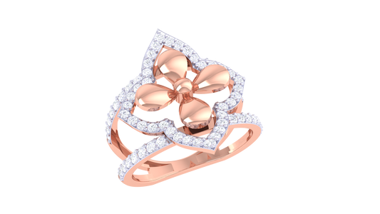 Lumiere Petal Crest Gold Ring - 0.52 Ct Brilliant Diamonds
