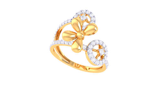 Lumiere Twin Halo Bloom Gold Ring - 0.45 Ct Diamond Accents