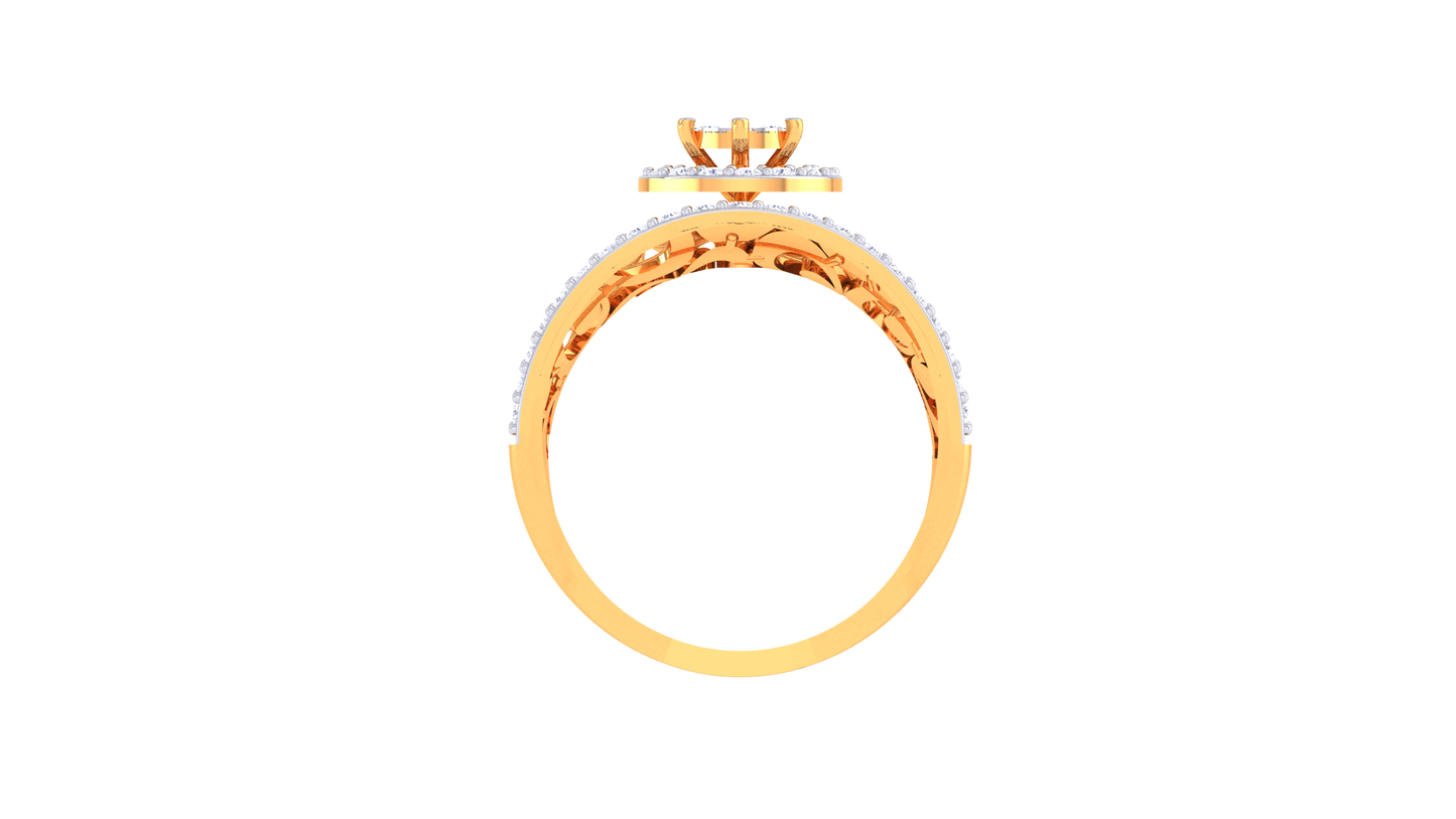 Éclat Filigrane Luminary Gold Ring – 0.67 Ct Bold Round Diamond Cluster