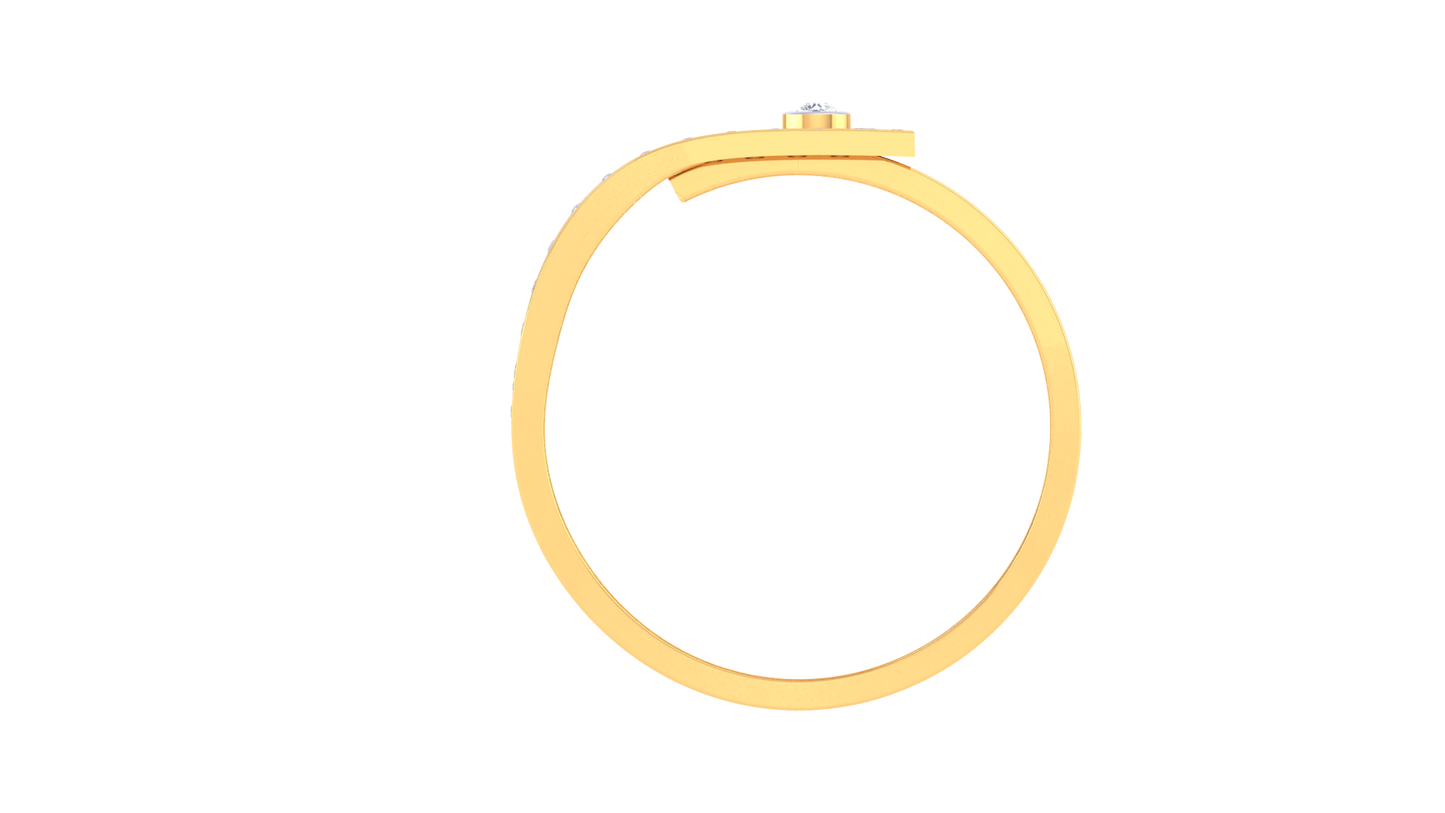 Éclat Angulaire Moderne – 0.39 Ct Round Diamond Gold Ring
