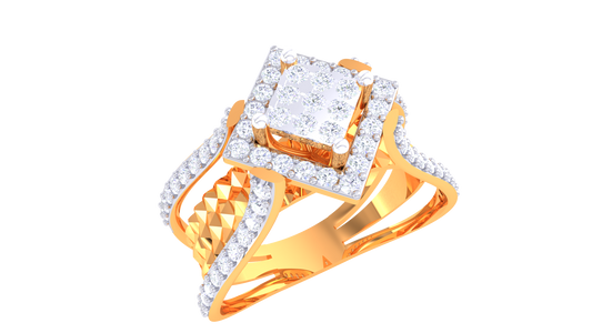Lumière Prisma Halo – 0.57 Ct Square Diamond Gold Ring