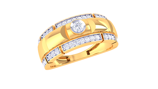Iconique Barre Équilibre – 0.35 Ct Round Diamond Gold Ring