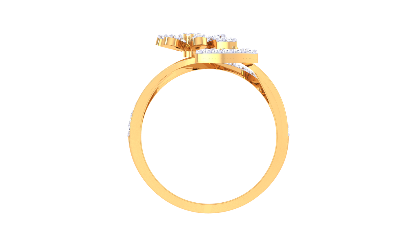 Iconique Floral Elegance Gold Ring – 0.32 Ct Diamonds