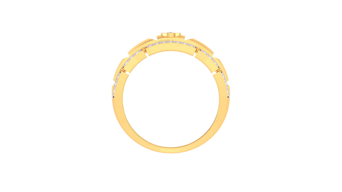 Iconique Barre Équilibre – 0.35 Ct Round Diamond Gold Ring
