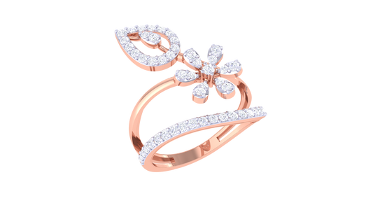 Iconique Floral Elegance Gold Ring – 0.32 Ct Diamonds