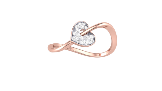 Lumiere Heartloop Rose Gold Ring - 0.09 Ct Round Diamond Pavé