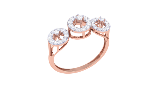 Trilune Sparkle Bloom Ring In Rose Gold – 0.29 Ct Round Diamonds