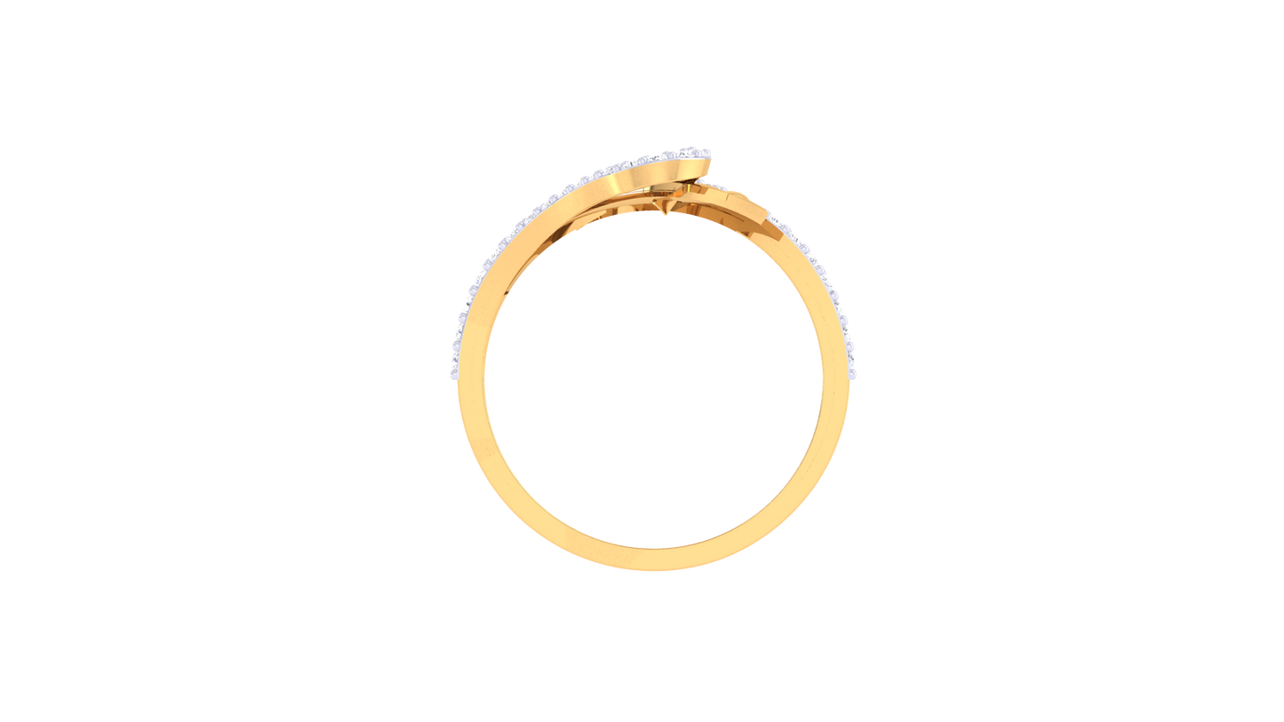 Lumiere Serpentine Grace Yellow Gold Ring - 0.29 Ct Round Diamond Pavé