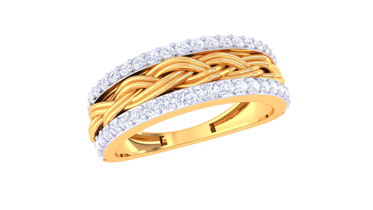 Artisan Tresse Héritage – 0.47 Ct Round Diamond Gold Ring