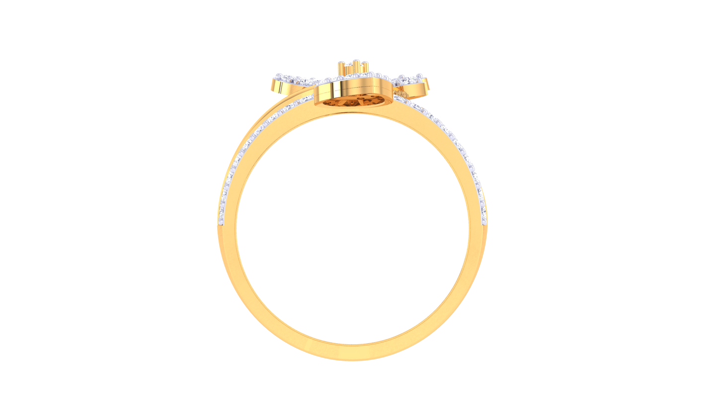 Iconique Golden Bloom Leaf Ring – 0.38 Ct Brilliant Diamonds