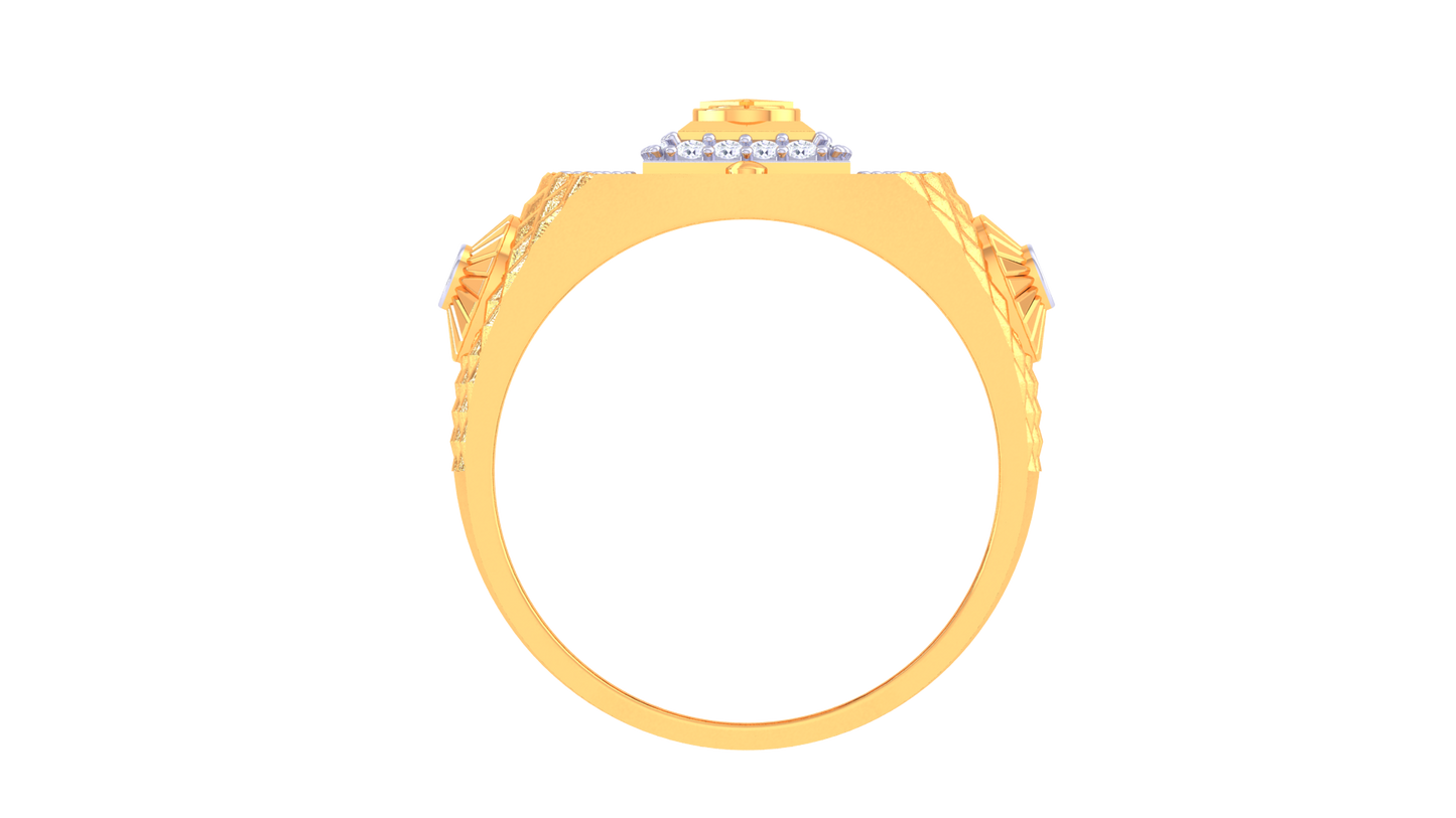 Éclat Emblème Sculpté Gold Ring – 0.36 Ct Sparking Diamonds